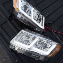 Grand Cherokee Chrome LED DRL Projector Headlights 