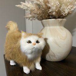 1pc Realistic Mini Plush Cat Cute Faux Fur Kids Doll Toy Kitten Model Gift