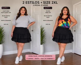 Plus Size 2XL Women’s 3 Piece Outfit Set – Skirt & Tops