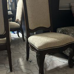 Dining Chairs (8) & Wood Dining Table