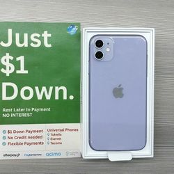 APPLE IPHONE 11 64GB UNLOCKED.  FREE SMARTWACH/ HEADPHONES. PAY $1 TODAY  REST IN  PAYMENTS.  NO  CREDIT NEEDED  FINANCING   