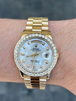 Rolex Day-Date 36mm 18238 MOP Natural VS Diamond dial & bezel 5CTW Double Quickset