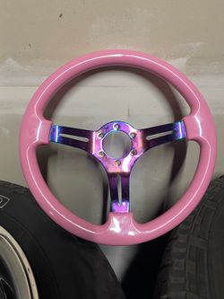 Pink Aftermarket Steering Wheel Neo Chrome Spokes