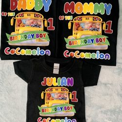Cocomelon Birthday T-shirt’s / Camisas /Playeras Personalizadas Para Cumpleaños 