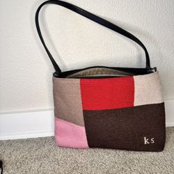 Kate Spade New York Colorblock Multicolor Shoulder Bag Black Leather Strap Zip