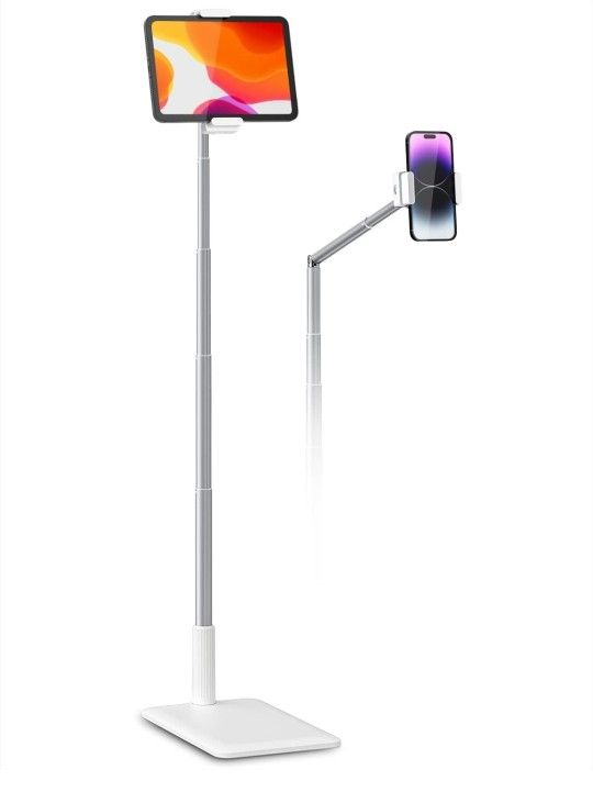 New Tablet Floor Stand-Flexible Long Arm Tablet&Phone Holder,360° Angle Adjustable,Aluminum Alloy