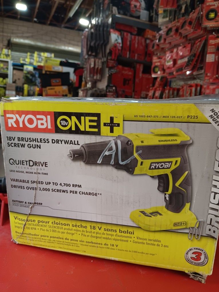 Ryobi ONE + 18V Brushless Drywall Screw Gun. Tool-Only