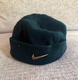 Vintage Nike 1990s Wool Brimless Beanie Hat Cap RARE DARK GREEN SIZE M