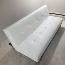 FUTON WHITE LEATHER BED FURNITURE 