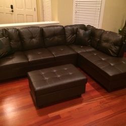 Black Leather Sectional Couch