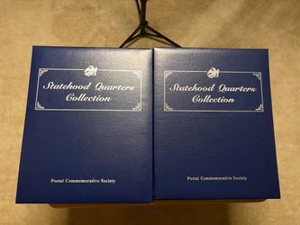 Complete master set of the Statehood Quarters Collection issued by the Postal Commemorative Society (PCS).

Includes:
- Volume I (1999–2003) & Volume