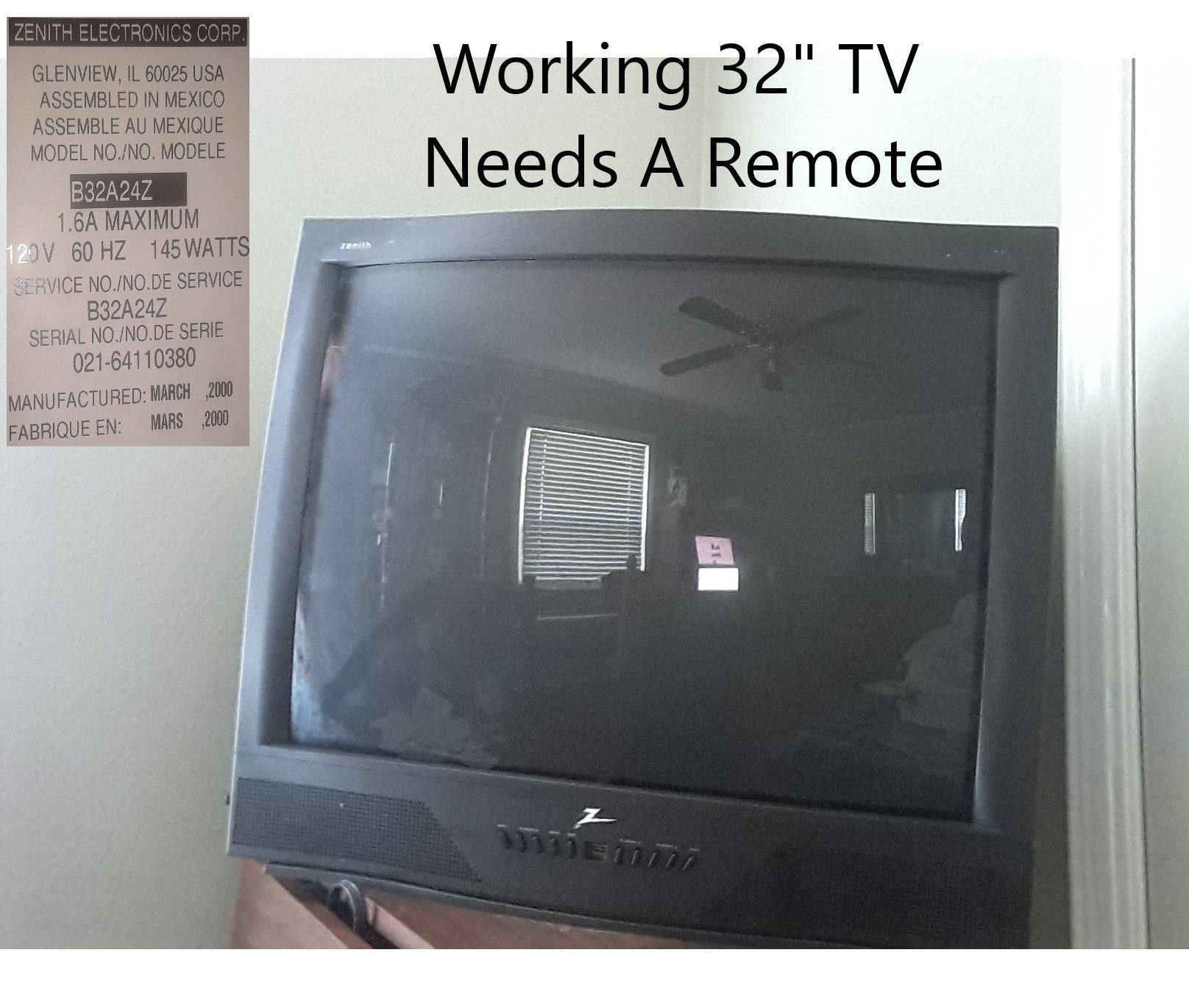 32" Zenith CRT TV