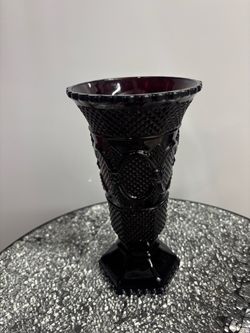 Ruby Red Pressed Glass Owl Vase