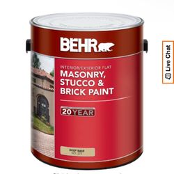 BEHR Masonry, Stucco & Brick Paint Flat, Deep Base, No. 272, 3.43 L