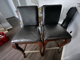 Set of 2 Black Faux Leather Bar Stools
