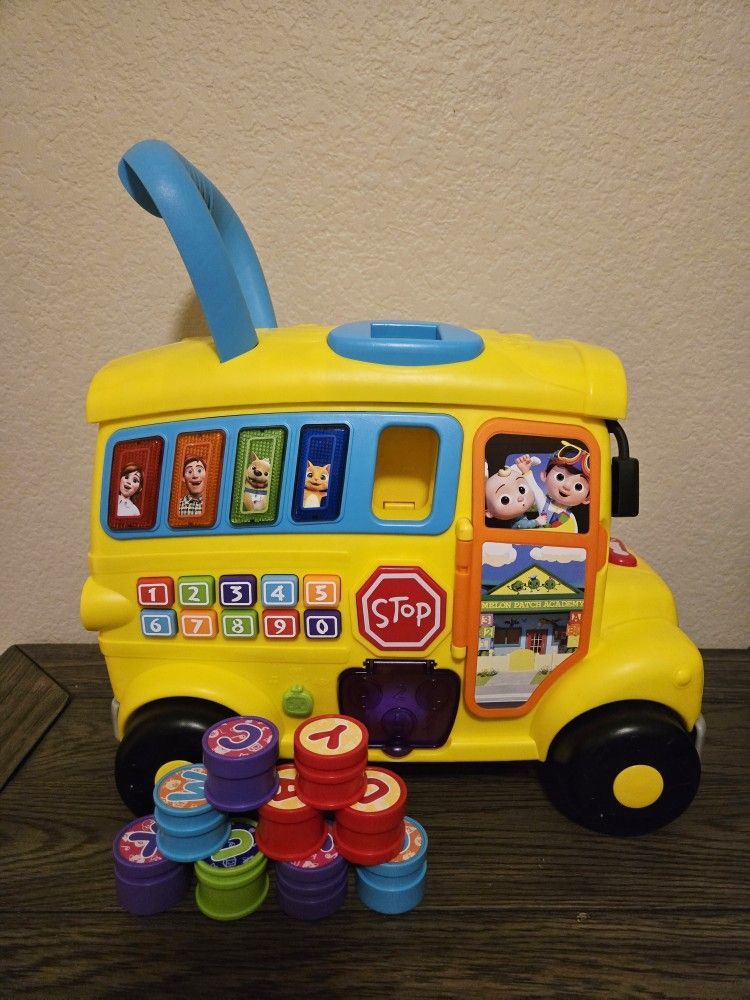 Cocomelon Ultimate Adventure Learning School Bus JJ Toddler Kids Baby Push Pull Toy Interactive Play