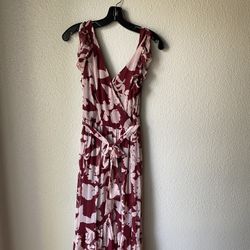 Brand new Woman’s Rebecca B. brand Burgundy Red Floral Dress Up For Sale 