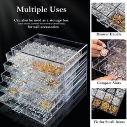 Earring Storage Box Acrylic Jewelry Storage Holder Ring Clear Plastic Transparent Jewelry Display Stand with 5 Drawers 120 Small Compartment Tray for 