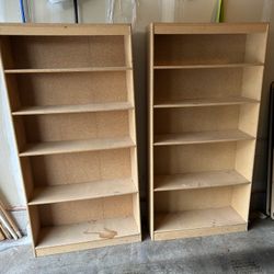 Two particle board shelves