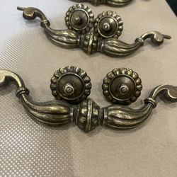 Vintage Brass Drawer Pulls Set Of 3