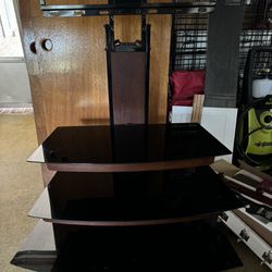 TV Stand With Glass Shelves 