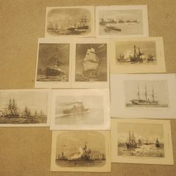 X10 Antique Nautical Lithographs 