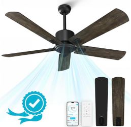 New 52” Ceiling Fan NO Light,with Remote,Quiet Reversible Motor Double sided Blades Outdoor/Indoor