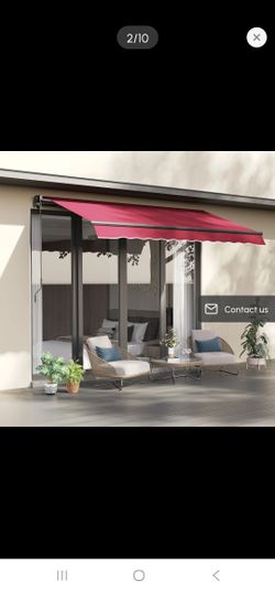Outsunny 10' x 8' Retractable Patio Awning - WINE RED - UV & Water Resistant 