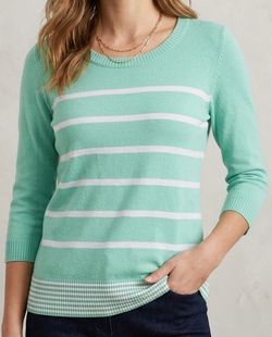Gap Mint Green Striped 3/4 Sleeve Sweater Small