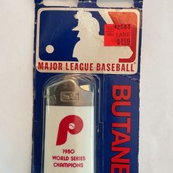Vintage PHILADELPHIA PHILLIES 1980 World Series Champions Lighter Sealed Package 