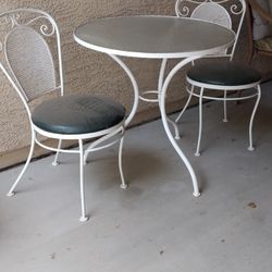 Vintage Wrought Iron Bistro Patio Set Of 3 