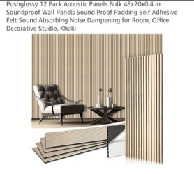 Pushglossy 12-Pack Acoustic Wall Panels Khaki