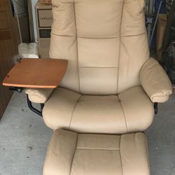 Natuzzi Italian Leather Chair And Ottoman