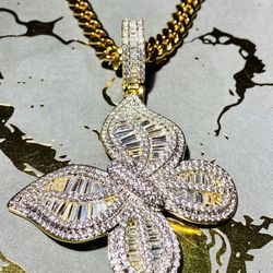 14k Gold Filled Butterfly 🦋 Pendant 6mm Cuban 