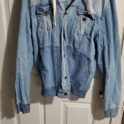 Zara Hooded Jean Jacket  XL  $40