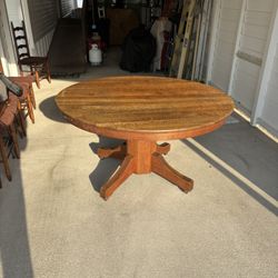 Antique Round Wooden Dining Room Table Circa 1930