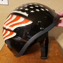 Motorcycle Half Helmet DOT size Medium. New, never used. Patriotic American Flag.

