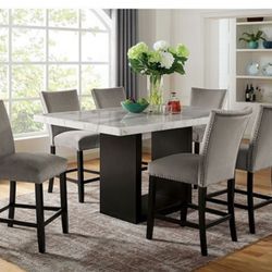 Brand New Elegant Genuine Marble 7pc Dining Set 
