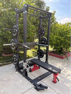 Body solid half rack and complete work out set up