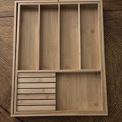 VaéFae: Wood & Bamboo Expandable Utensil/Drawer Organizer, Removable Knife Block