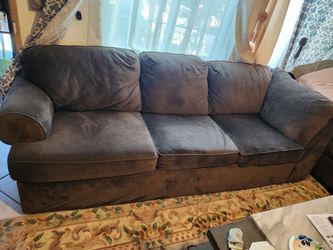 Plush 3 seat brown couch
