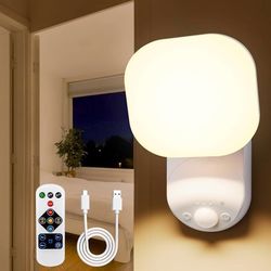 Closet Lights Battery Operated, Rechargeable Wall Lights, Motion Sensor Light Indoor LED Lamp with Remote, Magnetic Wireless 3Color Temperatures & Dim