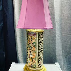 Custom Hand Painted Vintage Pink Capadomonte Lamp