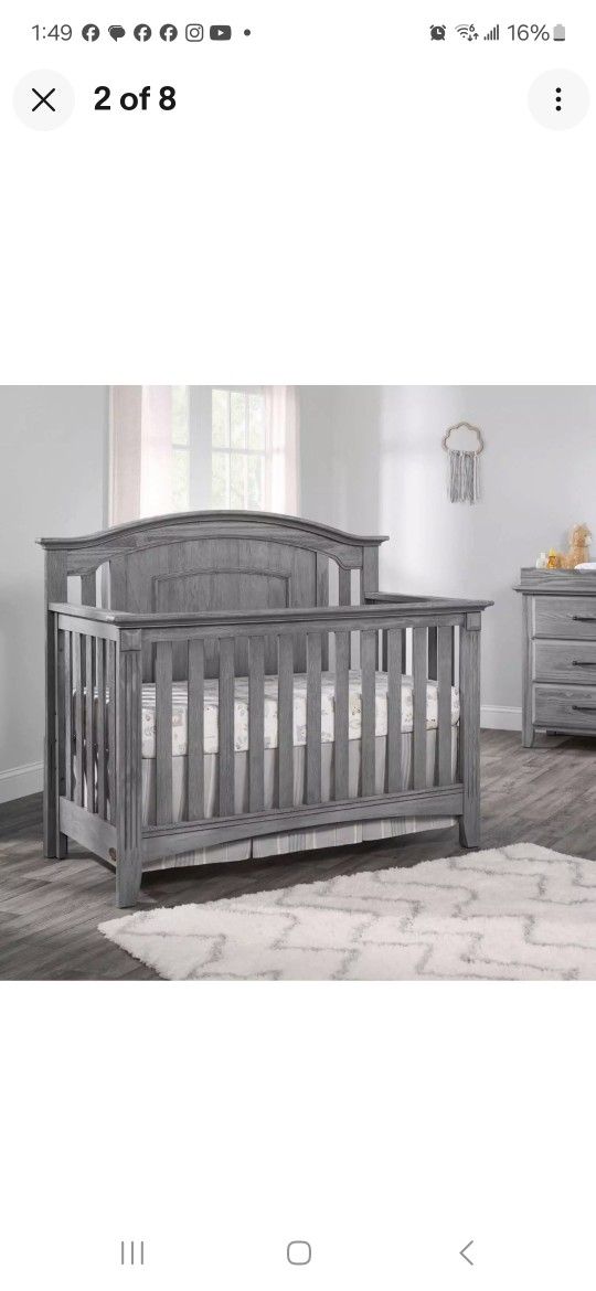 Oxford Baby Willowbrook 4-In-1 Convertible Crib in Graphite Gray New In Factory Sealed Box 