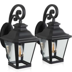0800 Outdoor Wall Lantern Lights Fixture, 2 Pack- Exterior Large Wall Light with Clear Glass, Waterproof Outside Light Fixtures Wall Mount for House, 