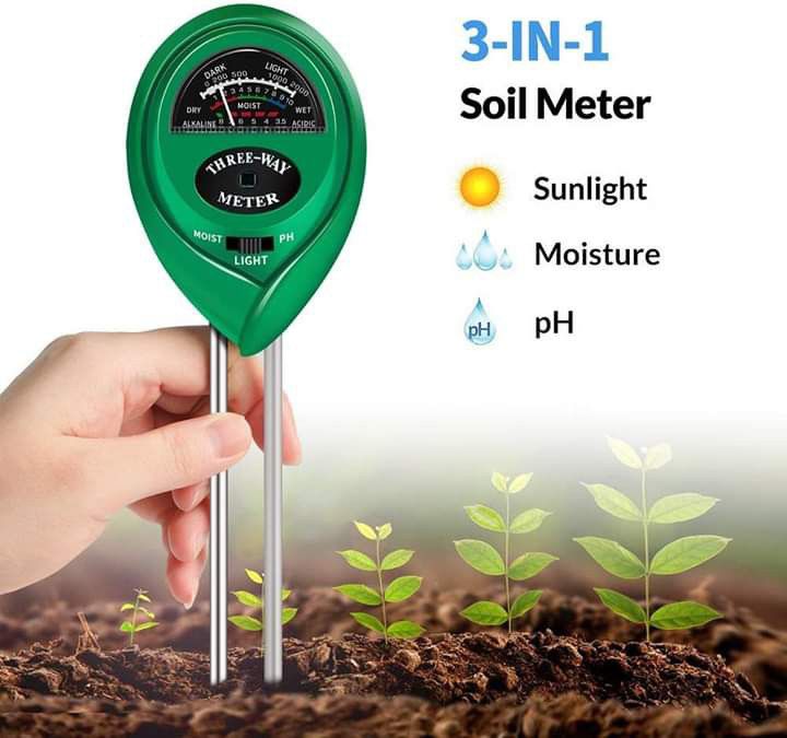 Soil Test Kit, 3-in-1 Soil pH Meter with Moisture, Light and PH Tester for Garden, Farm, Lawn, Indoor & Outdoor (No Battery Needed)