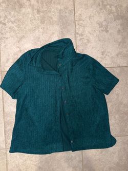 Women’s Teal Short-Sleeve Button-Up Shirt