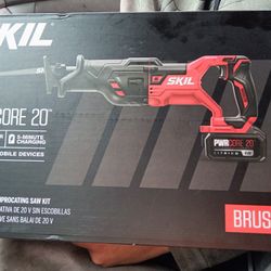 Skil Brushless 20v Reciprocating Saw Kit With 4.0 Amp Hr Battery, Charger And USB Adapter To Charge Phones , Also  Skil  20 V  Drill /Driver Kit