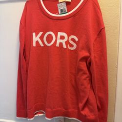 Michael Kors Coral Color Sweater Top Size Large 