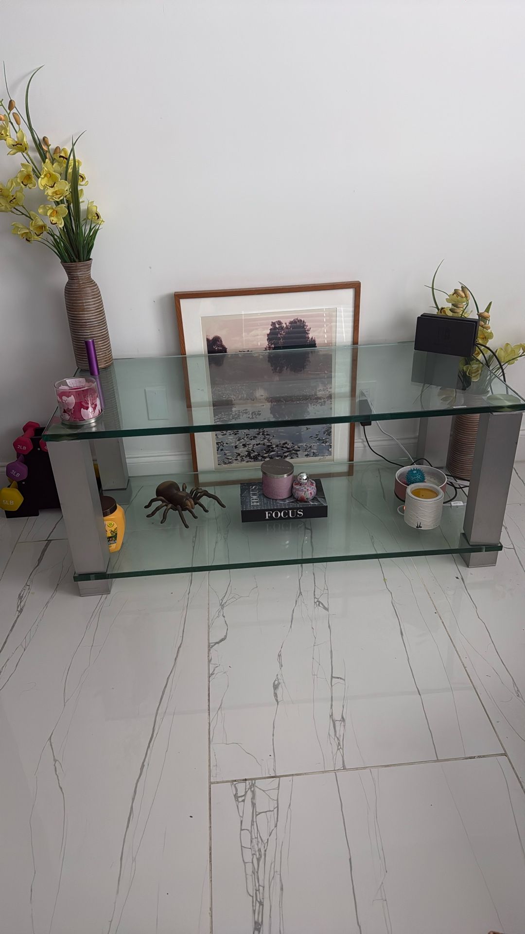 Modern Glass TV Stand / Console Table – Heavy & Stylish